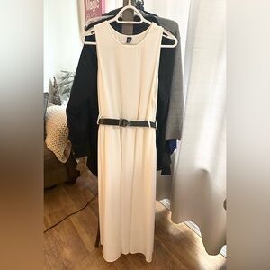 SHEIN White Maxi Dress with Black Belt